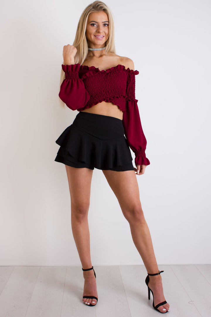 Chyna Black Frill Overlay Mini Skort