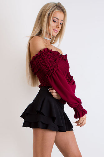 Chyna Black Frill Overlay Mini Skort
