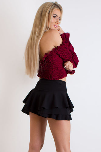 Chyna Black Frill Overlay Mini Skort