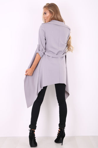 Amelia grey waterfall duster belted jacket