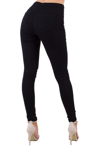 Shaunie Black High Waisted Super Skinny Jeans With Ripped Detail